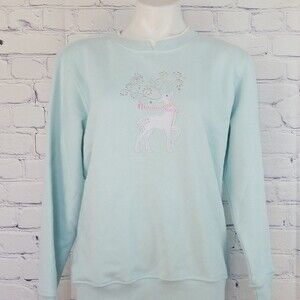 NWT Hasting & Smith blue reindeer sweatshirt Sz M